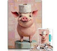 Maialino che gioca con la carta igienica, puzzle per adolescenti da 1000 pezzi, aiuta il cervello a esercitare i giocattoli avvincenti per coltivare la pazienza, un'opera d'arte 50x75cm