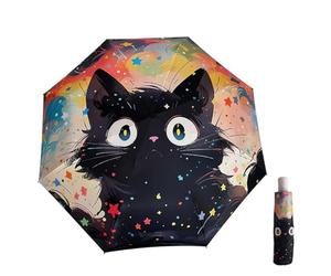 Maibar Automatica Ombrelli di Viaggio Compatto Donne Pieghevole Animale Gatto Ombrellino da Mano Aperto Resistente ai raggi UV Ombrello (Pulsante di apertura automatica)