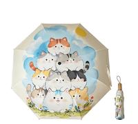Maibar Ombrello Pieghevole Antivento Gatto Animale Ombrellino da Mano Resistente ai raggi UV Ombrelli Pioggia para Mujeres (Apertura manuale)