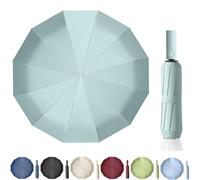 Maibar Ombrello Pieghevole Antivento Grande 24 ossa Automatico Robusto Ombrello Pieghevole ombrello sole anti uv per Uomo (Verde menta)