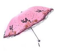 Maibar Ombrello UV Protezione solare Farfalla UPF 50 SPF 50 Ombrelli Compatto Mini Ombrello Pieghevole per Donna (Rosa)