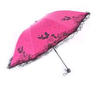 Maibar Ombrello UV Protezione solare Farfalla UPF 50 SPF 50 Ombrelli Compatto Mini Ombrello Pieghevole per Donna (Rosa rosso)