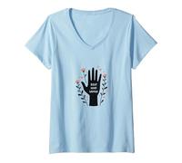 Maid of Honor - Regalo per Festa di Nozze, Mano Destra, Donna Maglietta con Collo a V, Donna, Celeste, XXL