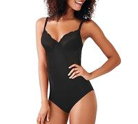 Maidenform Shapewear Vintage Chic Bodybriefer Donna Body, Nero (Black), 38D (Talla produttore: 100E)