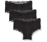Maidenform Underwear, Low-Rise Cheeky, Scalloped Lace Hipster Panty, 3-Pack Slip a Culotte, Nero/Nero/Nero, S (Pacco da 3) Donna