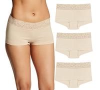 Maidenform Pantaloncini da Ragazzo, in Cotone, da Donna, in Confezione da 3 Mutande, Latte Lift/Latte Lift/Latte Lift, M (Pacco da 3)