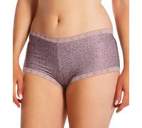 Maidenform Women's Classics Microfiber and Lace Boyshort Panty 40760, iced mocha leopard prt, 5