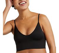 Maidenform Women's Pure Comfort Seamless Brami, Pullover Wireless V-Neck Cami Bra, Removable Cups, Black