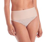 Maidenform Women's Tame Your Tummy Shaping Lace Thong with Cool Comfort, Transparent/Nude, Large