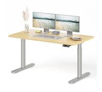 MAIDeSITe Scrivania elettrica regolabile in altezza, 140 x 70 cm, gambe ovali, a risparmio energetico, doppio motore silenzioso, capacità di carico 180 kg, con 4 memorie di altezza e funzione di