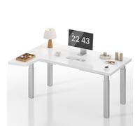 MAIDeSITe Spazio L-Side - Scrivania ad angolo regolabile in altezza, a forma di L, con doppio motore, 4 gambe, 180 x 120 cm, con capacità di carico di 200 kg, telecomando senza fili