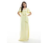 Maids to Measure - Vestito lungo da damigella color limone con maniche con volant-Giallo 32