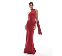 Maids to Measure - Vestito lungo da damigella d'onore bordeaux con sciarpa multiposizione-Viola 34