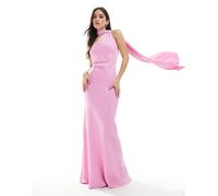 Maids to Measure - Vestito lungo da damigella monospalla color orchidea con sciarpa-Rosa 44