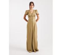 Maids to Measure - Vestito lungo da damigella verde oliva con bottoni sul davanti 44