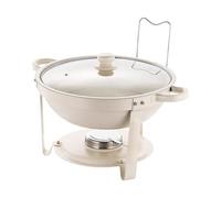 Maifañ Stone Non-Stick Round Stove - Detachable Buffet Stove | Alcohol Warmer Chafing Dish | Nonstick Round Cooking Plate with Clear Lid for Parties Catering Events and Holiday Serving