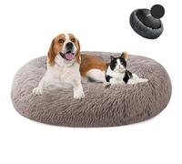 MAIFENGL Letto per Cani Cuccia per Gatti Rotondo, Letto Peluche Ciambella per Animale Domestico, Lavabile Letto per Cani e Gatti-Beige Brown|| Ø80cm/31in