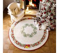 MAIFURUN Gonna per Albero di Natale, Tappeto Rotondo Natalizio della vigilia di Natale,Tappetini in Stile Nordico, Tappeto per Soggiorno e Camera da Letto,E-130x130CM