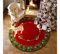 MAIFURUN Tappeto per albero di Natale, rosso, 80 cm, per le feste