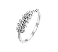 MAIGO Anello con piume, abbraccio dal cielo, in argento 925, con strass aperti e regolabili, regalo commemorativo ispirativo