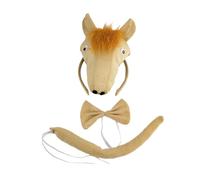 Maigridy Cerchietto per capelli con testa di cavallo farcito con coda papillon Set per studentessa per scattare foto Fasce per capelli Carnevale Cerchio per capelli Guanto Orecchie Cosplay Orecchie