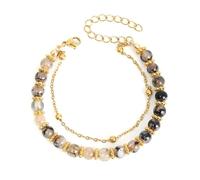 Maigridy Elegante regolabile pietra naturale perline mano corda gioielli accessorio per le donne con pietre calmanti, Misura unica, come descritto