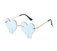 Maigridy Occhiali da sole gocciolanti a forma di cuore per donne e adolescenti alla moda senza montatura per eventi musicali festival e eventi notturni occhiali alla moda