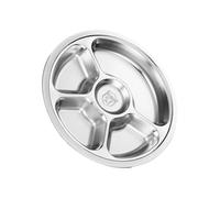 Maigridy Piatto rotondo portatile con sezioni, 28 cm, struttura in acciaio inox, per feste in campeggio, separazione degli alimenti, adatto al microonde, piatto da cucina in acciaio inox