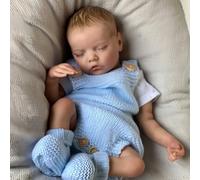 MAIHAO Bambole Reborn Maschio 18 pollici Bambole Reborn Corpo Morbido Tessuto, Originali Sembra un vero Bambino, Bambole Reincarnate Bambola Reale Ragazzo con gli occhi chiusi (blu)