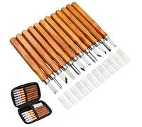 MAIKEHIGH 14pcs Kit Strumenti per Intaglio del Legno Scalpelli per Intaglio | Professionali Coltello Manico Intaglio Sculture Esperti di Carpentieri Principianti con Coperture Protettive