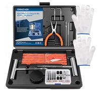 MAIKEHIGH Kit de Réparation de Pneu, 57 Pièces Réparation de Perforation de Pneu Plat con Guanti pour Voiture, Moto, VTT, Jeep, Camion, Regalo per l'uomo (Noir)