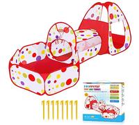 MAIKEHIGH Tenda da Gioco Bambini 3 in 1, Pop Up Piscina Palline con Tunnel Casetta Castello Pieghevole Interno Esterno Giardino Ragazzi Ragazze Regalo di Compleanno (Palla No Incluida)