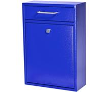 Mail Boss 7424 High Security Steel Locking Wall Mounted Mailbox Office Drop Comment Letter Deposit Box Blue