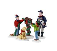 LEMAX Set 4 Personaggi decorando la cassetta postale "Mailbox Decorating" in resina H6.7x12.6x3.7 cm