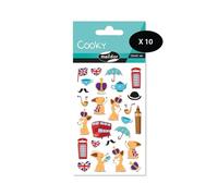 Maildor 560381Cpack - Un sacchetto di gommette 3D Cooky 1 tavola 7,5 x 12 cm, Londra (27 stickers) - Confezione da 10