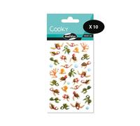Maildor CY121Cpack - Un sacchetto di gommette 3D Cooky 1 tavola 7,5 x 12 cm, tartarughe marine (36 stickers) - Confezione da 10