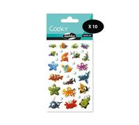 Maildor MY MANDARINE 560384Cpack - GOMMETTES 3D Cooky - Set di 10 fogli, 12 x 8 cm, 290 adesivi, motivo: animali del mare