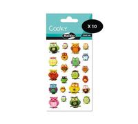 Maildor MY MANDARINE 560407Cpack - GOMMETTES 3D Cooky - Set di 10 fogli, 12 x 8 cm, 220 adesivi, motivo: gufi