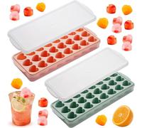 MaiLence Mini stampi per cubetti di ghiaccio a forma di cuore, in silicone con coperchio, 24-Cavity, con coperchio, per cocktail, whisky, bevande, soda