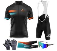 Maillot Cyclisme Homme,Hommes Ensemble Maillot Respirant Maillot Velo Route Homme avec 9D Gel Tenue Homme SéChage Rapid Shirt Cuissarde Cycliste Jerseys Shirt Cycling Été MTB VTT (TYP-10,XXL)