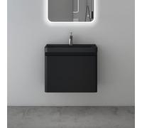 maimai Mobile Bagno Sospeso 60x42x50cm, Mobile da Bagno con Cassetto Include Lavabo, Nero Opaco, Seria BC013-Lackier