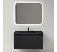 maimai Mobile Bagno Sospeso 90x48x50cm, Mobile da Bagno con Cassetto Include Lavabo, Nero opaco, Seria BC013-Lackier