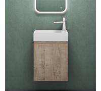 maimai Mobile Bagno Sospeso46x26x63cm, Mobile da Bagno con Cassetto Include Lavabo, Rovere chiaro, Seria Pisa02