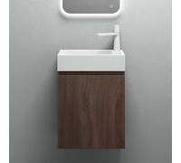 maimai Mobile Bagno Sospeso46x26x63cm, Mobile da Bagno con Cassetto Include Lavabo, Rovere marrone, Seria Pisa02