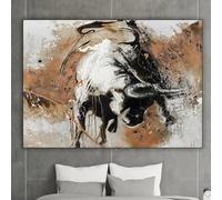 MAIMANG Abstract Animal Canvas Painting Modern Bull Poster and Print Wall Art Picture for Room Home Decor(70x100cm/Frameless)