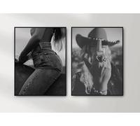 MAIMANG Fotografia di cowgirl a cavallo nel deserto, ragazze del West selvaggio, stampe artistiche da parete, poster, decorazioni per la casa, 30x45 cm, 2 cornici