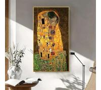 MAIMANG Gustav Klimt - Stampa artistica su tela Il bacio dell'amante, dipinto di coppia romantica, poster di un famoso artista, quadro da parete per la decorazione del soggiorno, cornice 40x80 cm