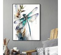 MAIMANG Libellula su tela, dipinto a scarabocchio, poster colorati, stampe ad alta definizione, opere d'arte da parete per l'arredamento del soggiorno, 20x30 cm, senza cornice.
