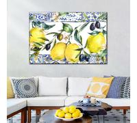MAIMANG Moderna tela dipinta a mano con limoni e olive, poster e stampe di limoni gialli per soggiorno, cucina, decorazione da parete, 50x70 cm, senza cornice