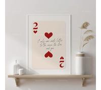 MAIMANG Poster a forma di cuore con carte da gioco, arte murale astratta medievale, stampa artistica di lettere d'amore, arte murale moderna, poster astratto, decorazione (30x45 cm/cornice interna)